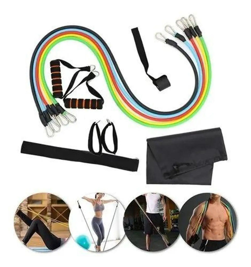 Kit com 11 Extensores Elásticos: perfeitos para ginástica, fitness e desenvolvimento muscular!