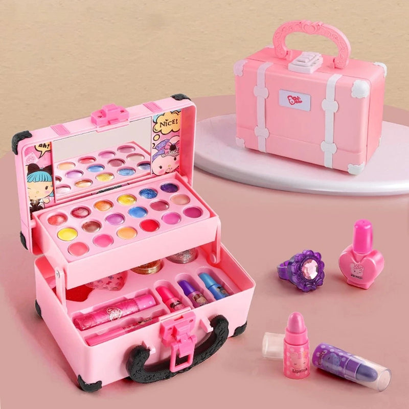 Kit de Maquiagem Infantil para Meninas: Caixa de Cosméticos de Princesa, Batom, Sombras e Acessórios Seguros e Não Tóxicos para Brincadeiras Criativas!